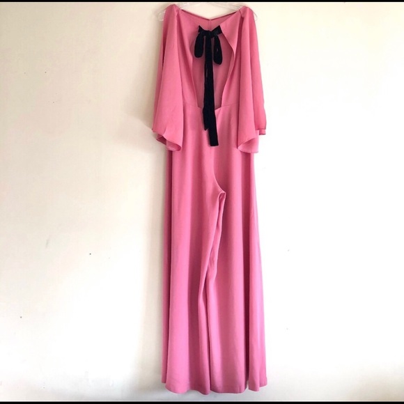 Massimo Dutti Limited-edition Pink Slit Sleeves Wide Leg Jumpsuit Size 8 - Picture 3 of 7